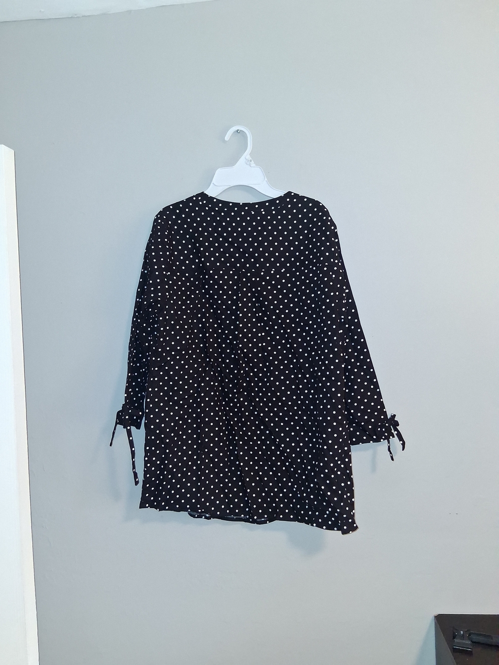 Erika Black and White Polka Dot Tie-Sleeve Tunic
